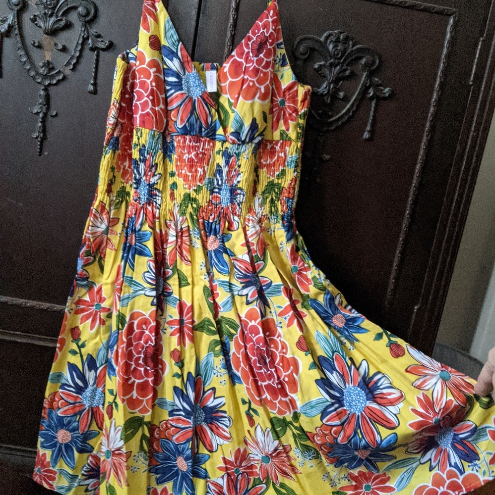 Xhilaration Floral dress in yellow